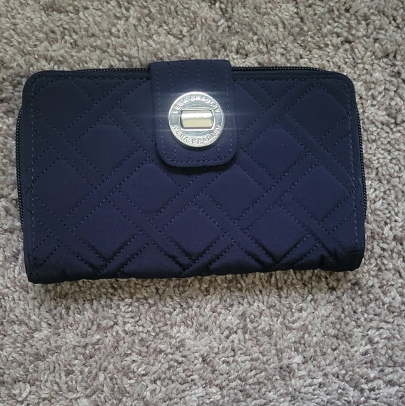 Vera Bradley Handbags - Vera Bradley RFID Turnlock Wallet, Quilted Navy Blue